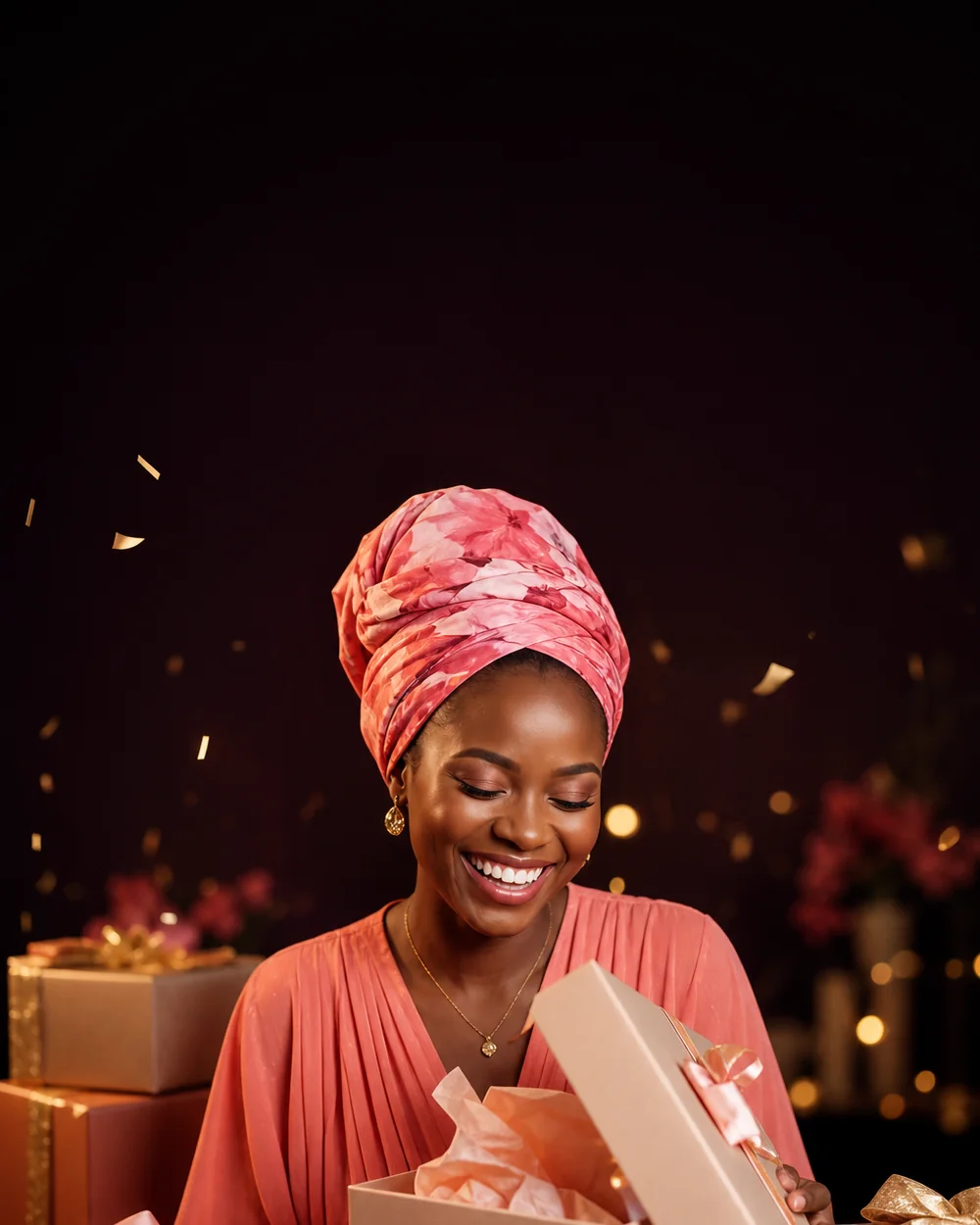 Femme souriante découvrant une chanson personnalisée offerte pour son anniversaire